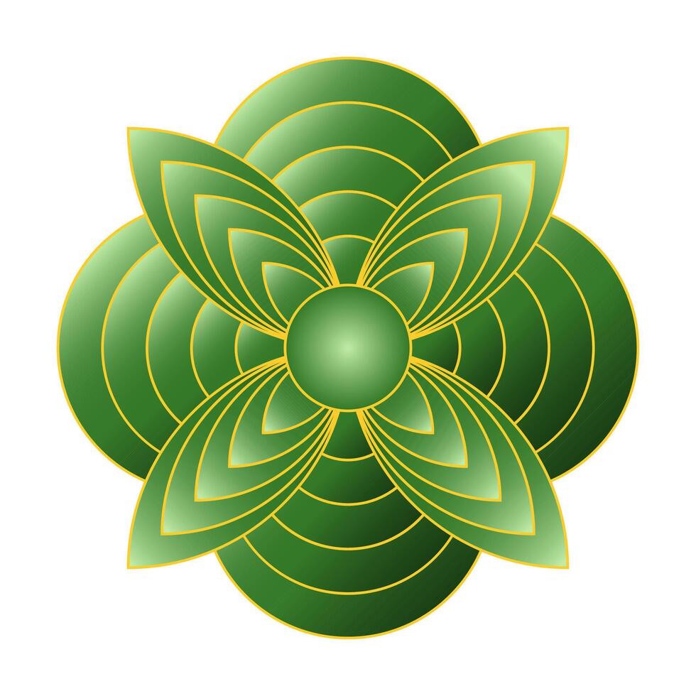 a green flower with a yellow center vector