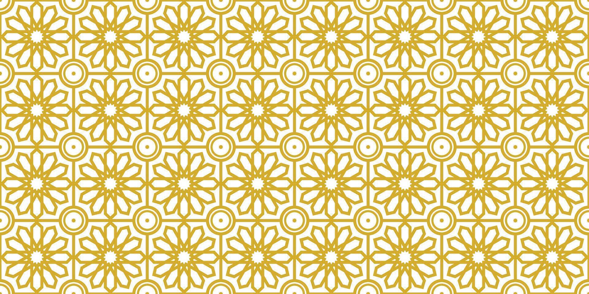 a gold and white seamless geometric islamic pattern vector