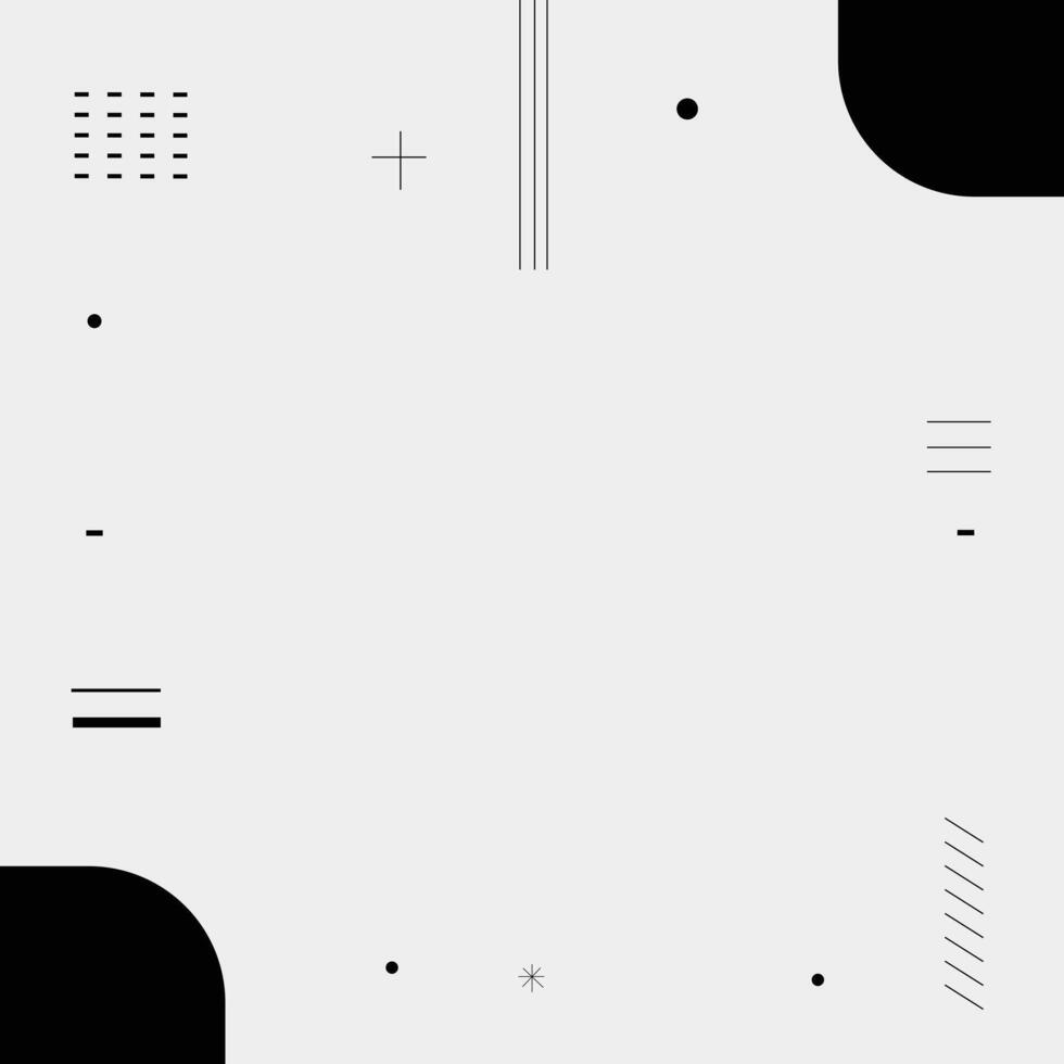 Memphis design elements empty space abstract geometric line graphic shapes, modern hipster circle triangle template black illustration vector