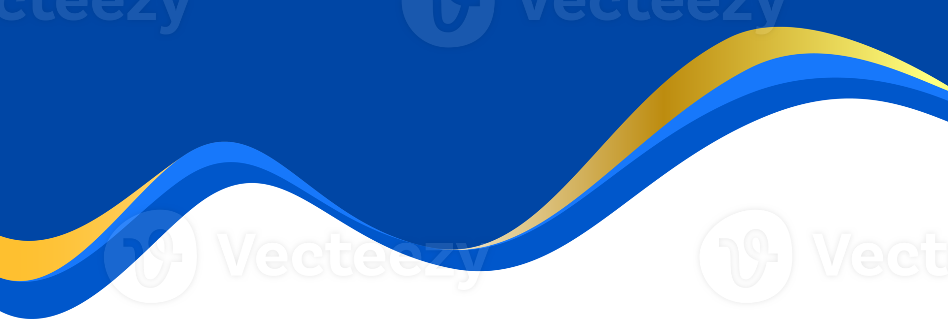 Border shape for banner design. Blue header section with golden line. Abstract bottom for web page Curved divider template. Wavy horizontal separator. png