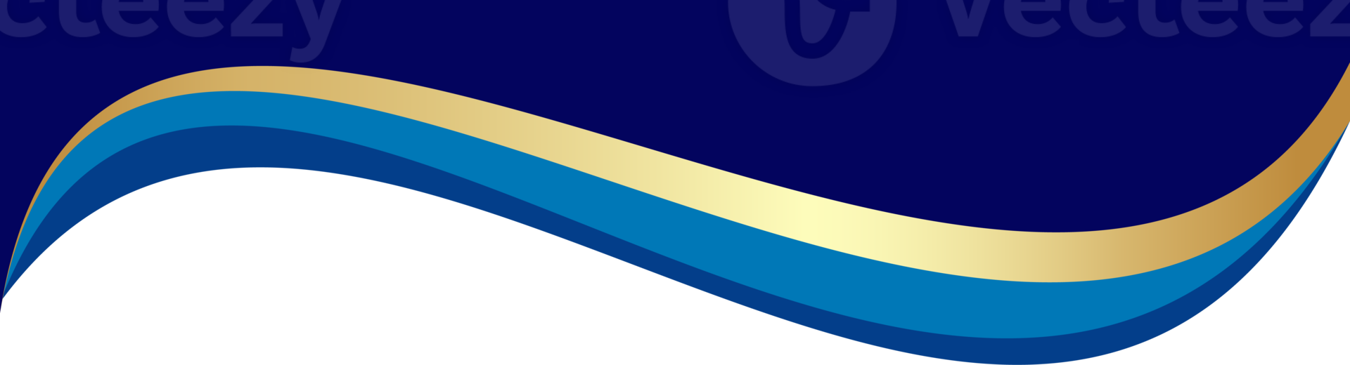 Border shape for banner design. Blue header section with golden line. Abstract bottom for web page. Curved divider template. Wavy horizontal separator. png