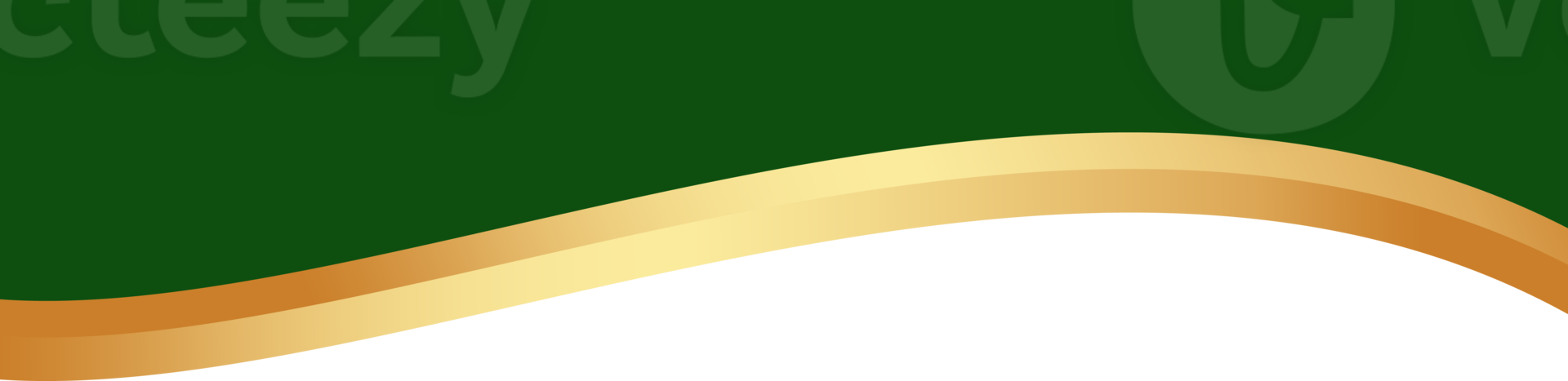 Border shape for banner design. Green header section with golden line. Abstract bottom background for web page. Curved divider template. Wavy horizontal separator. png