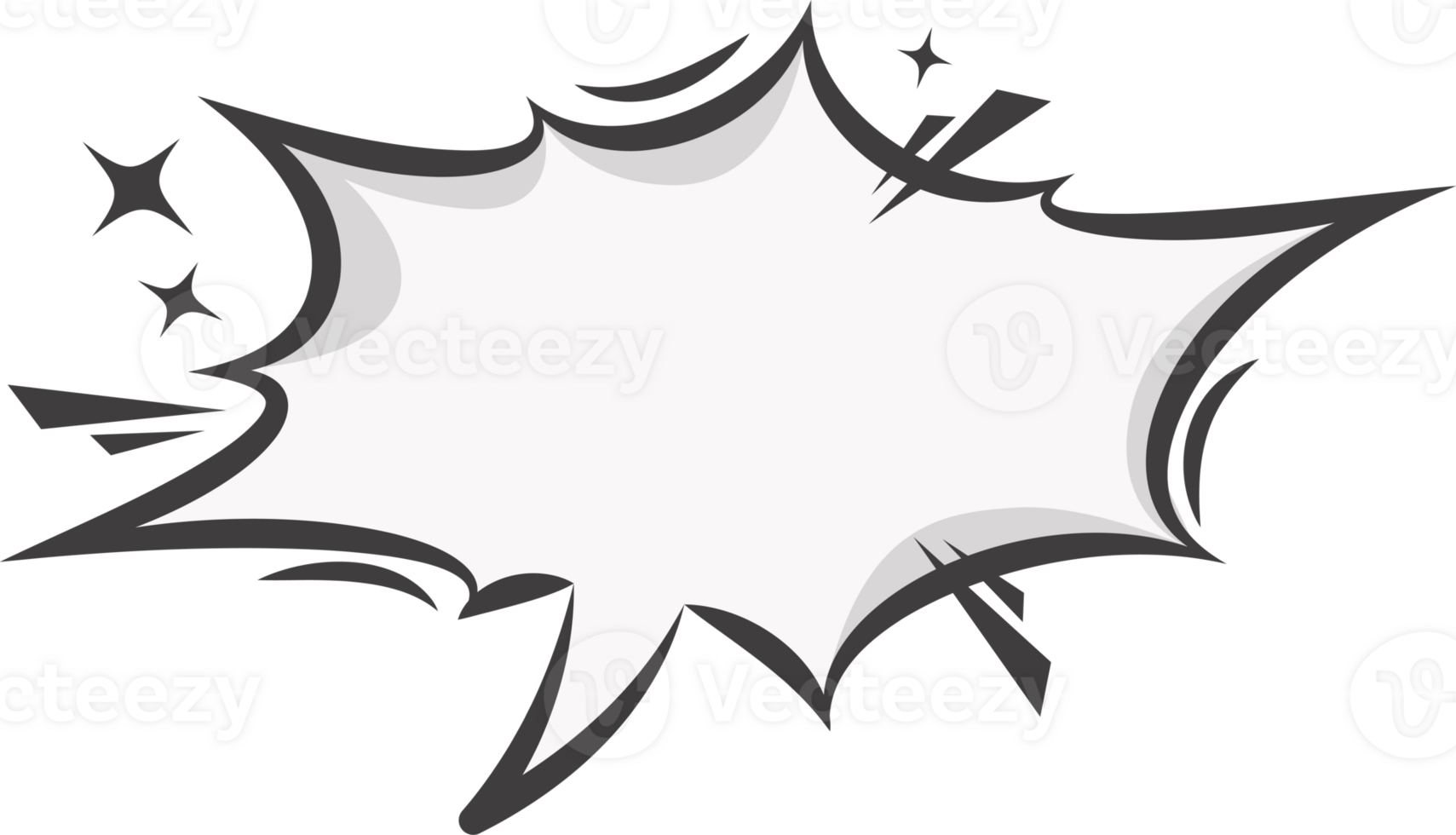 Manga speech bubble. Comic text frame with pop art. Balloon chat shape for dialog. Cloud for shock shout and scream action messages. Irregular cartoon decoration png