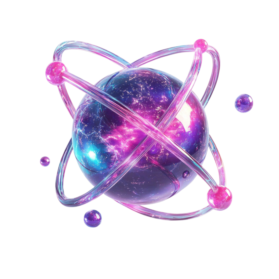Neon Futuristic Atom Model png