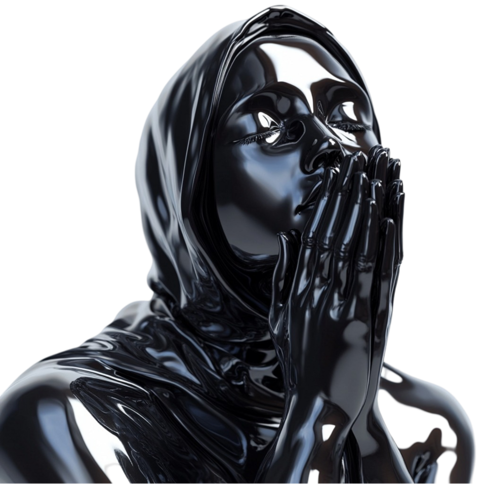Black Glossy Mannequin Praying png