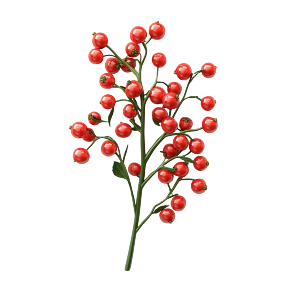 Small Red Berries on a Green Stem png
