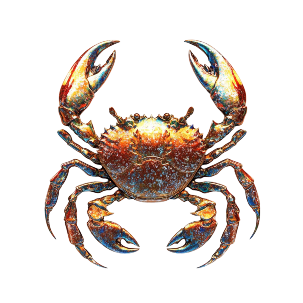 Blue and Orange Crab with Unique Pattern png