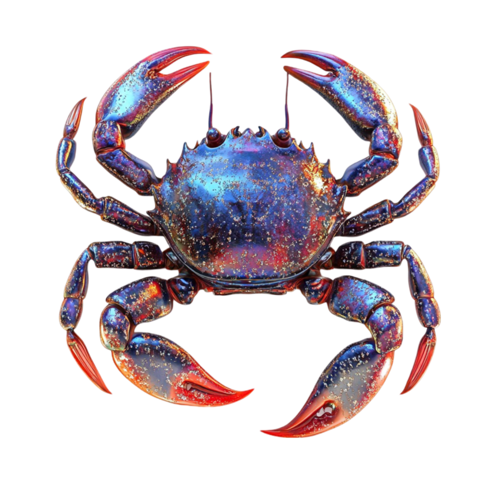Blue and Orange Crab with Detailed Texture png