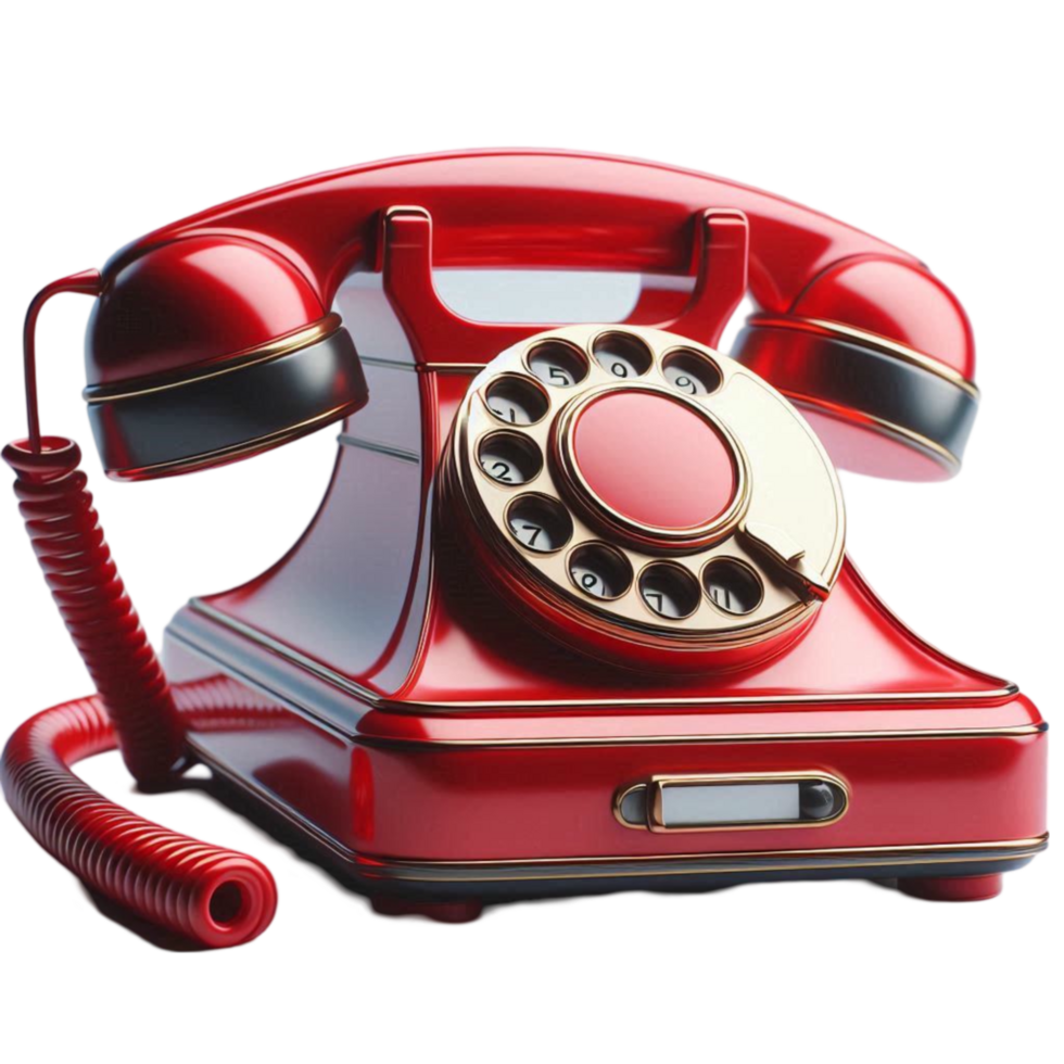 Retro Red Rotary Phone with Vintage Appeal png