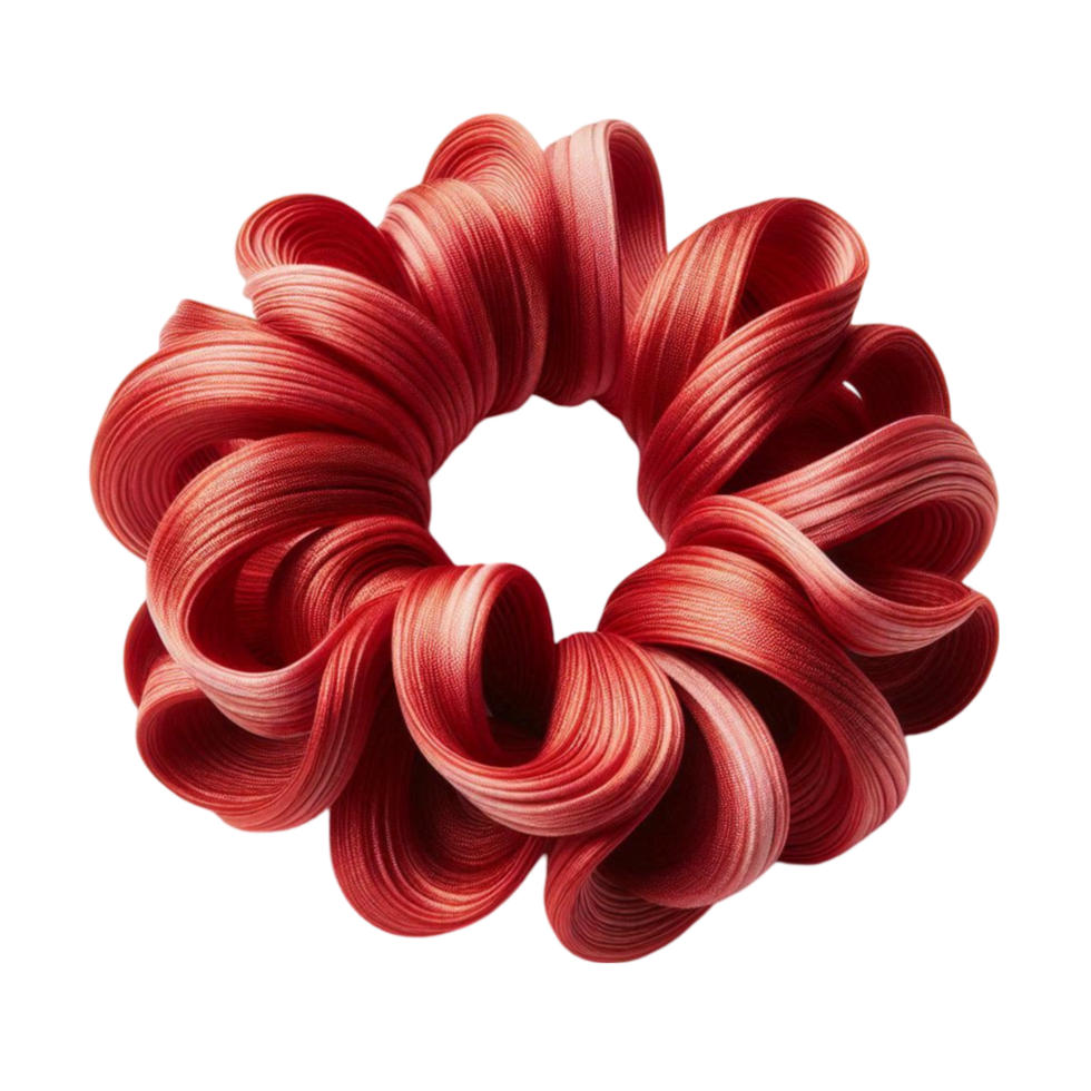Red Velvet Ribbon in a Decorative Loop png