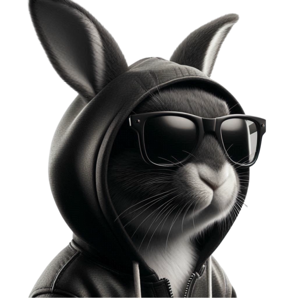 Cool Black Bunny with Sunglasses png