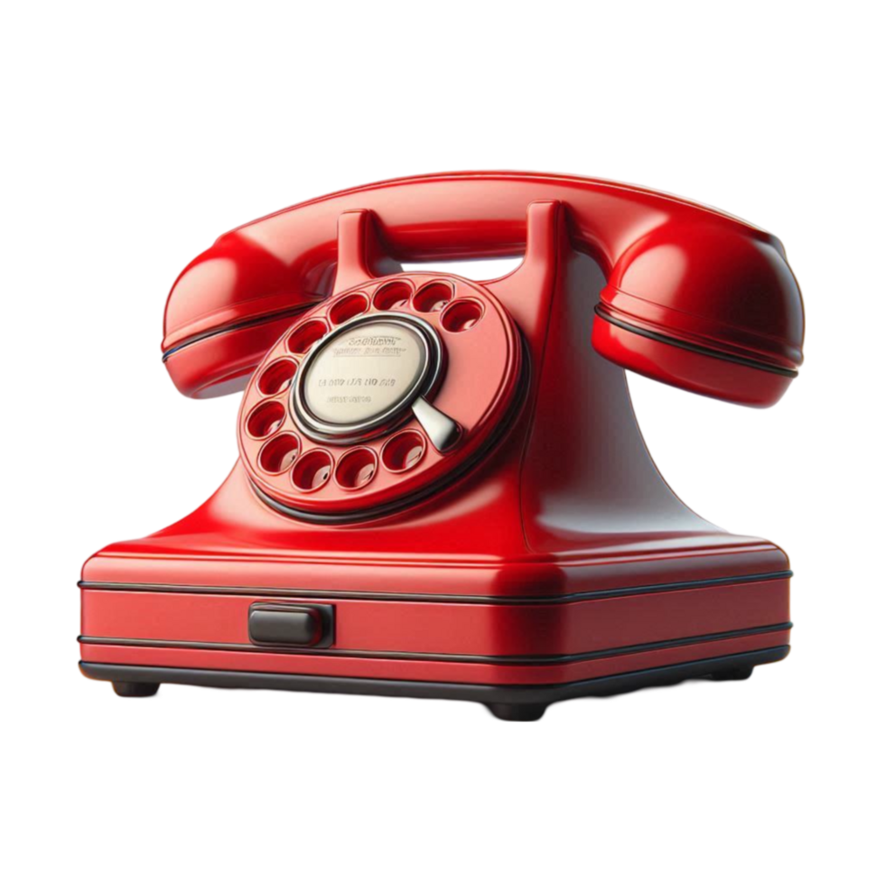 Classic Red Rotary Phone with Retro Charm png