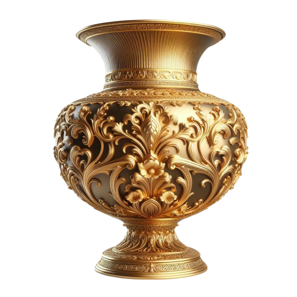 Ornate Gold Vase with Regal Aesthetic png