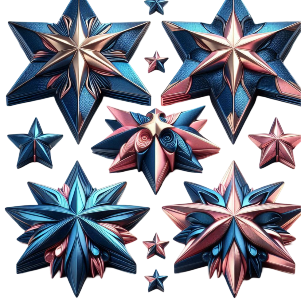 Metallic Star Decorations png
