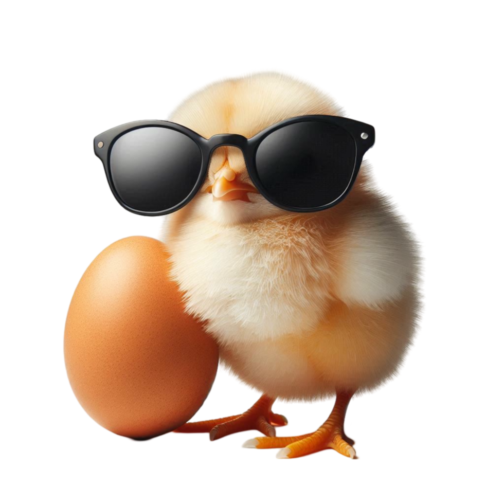 Chick Wearing Sunglasses with Eggshell png