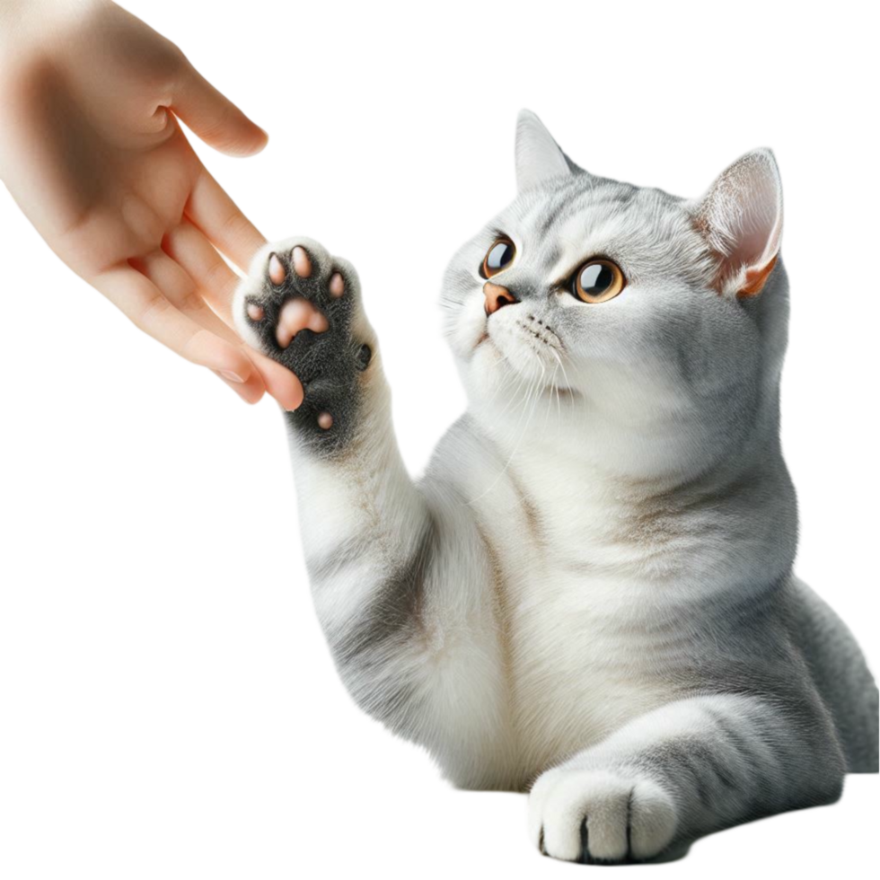Cat Giving a High-Five to a Hand png