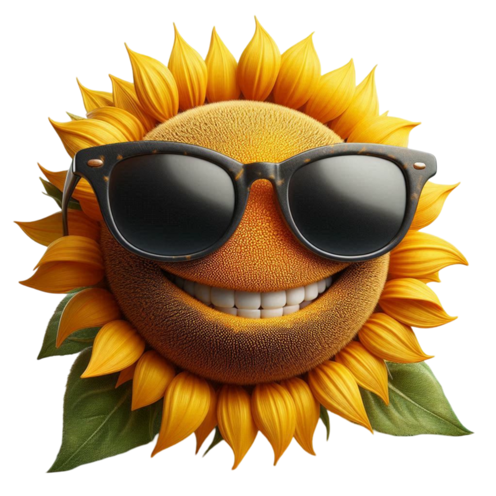 Smiling Sunflower with Sunglasses png