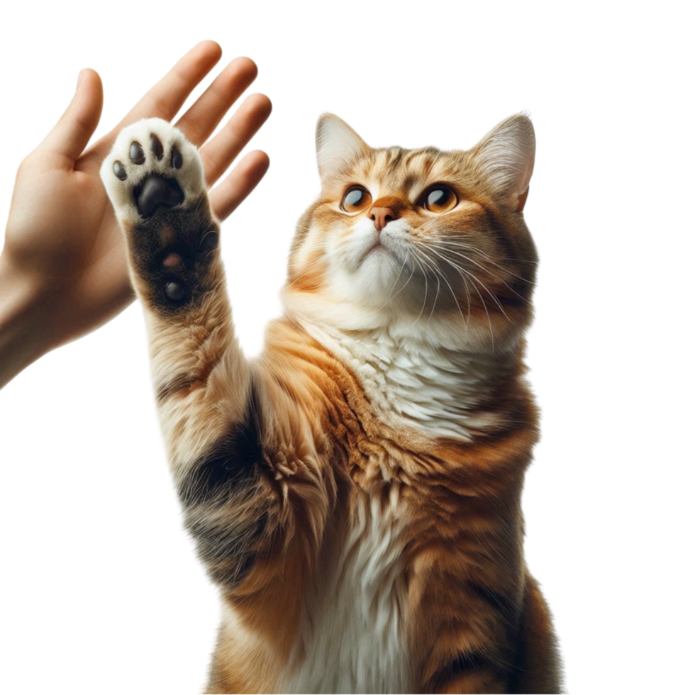 High-Five Cat Raising Paw png