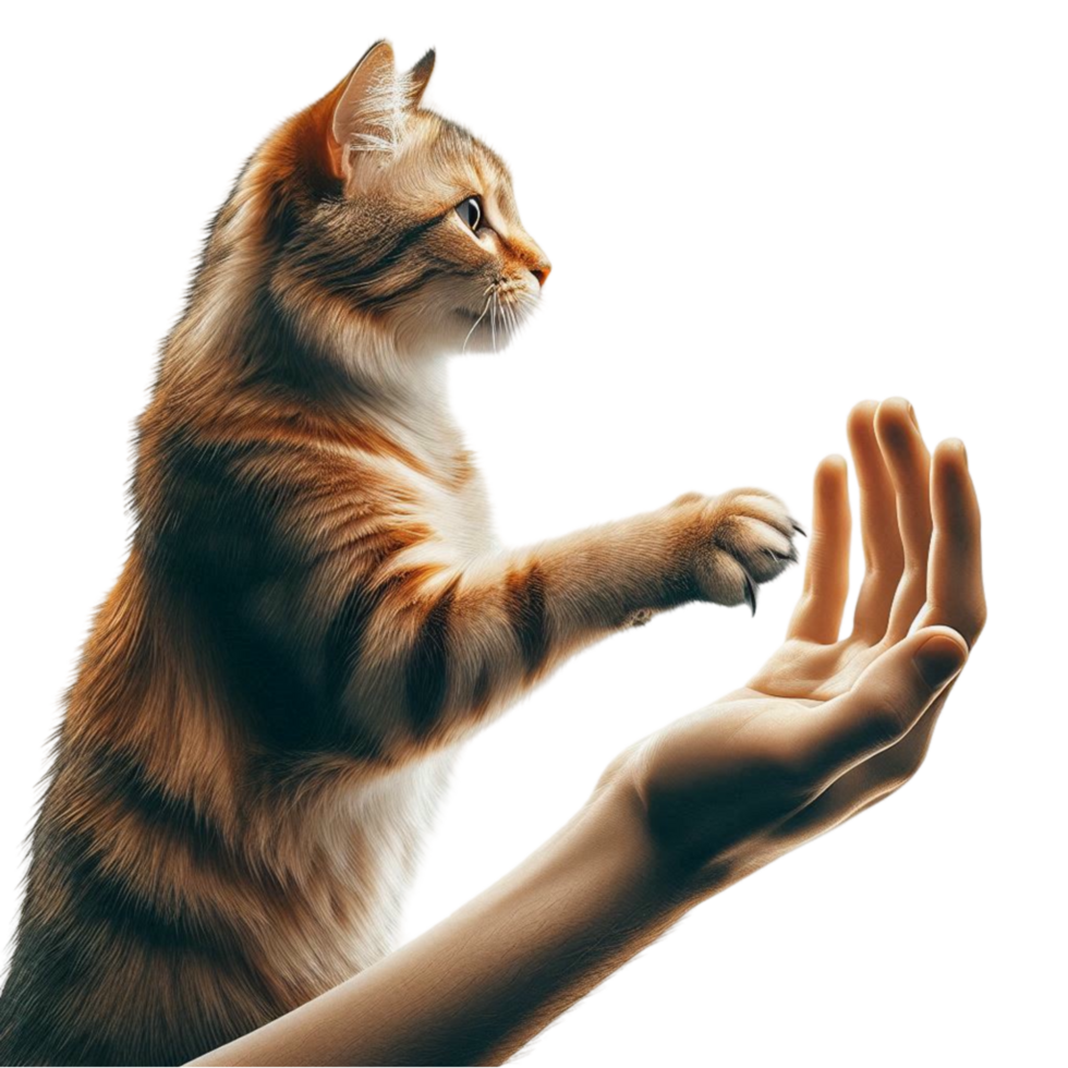 Cat Reaching for a Human Hand png