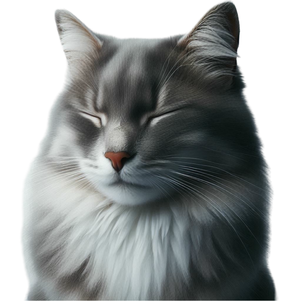 Fluffy Grey Cat with Calm Expression png
