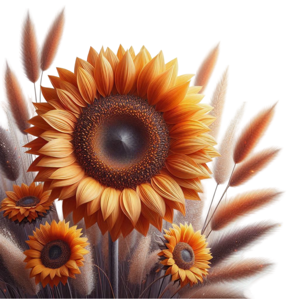 Sunflowers with an Artistic Fantasy Touch png