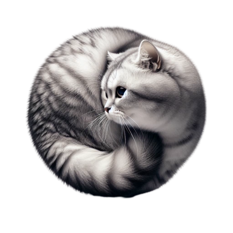Sleeping Grey Cat in Circular Shape png