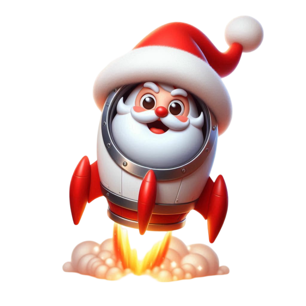 Santa Claus in a Rocket png