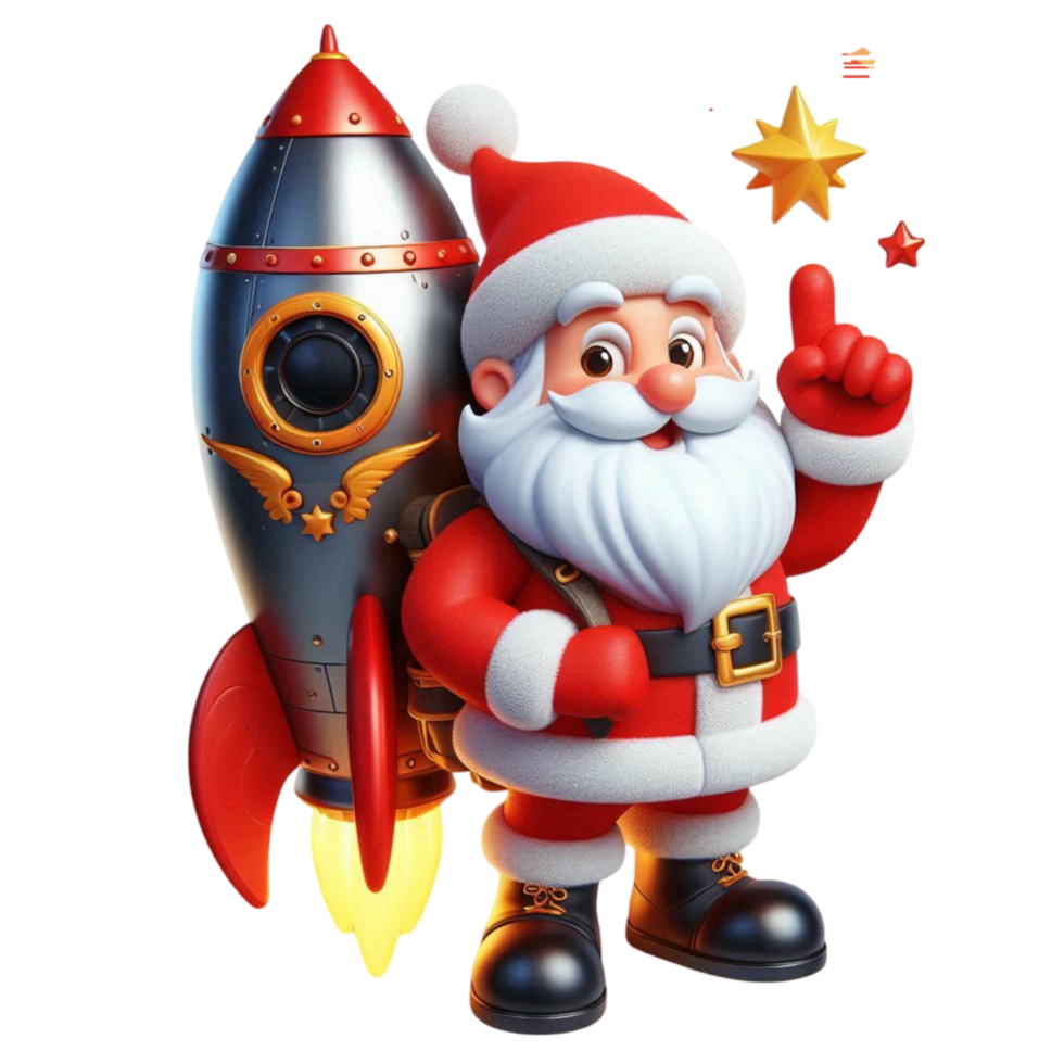 Santa Claus in a Rocket Ship png