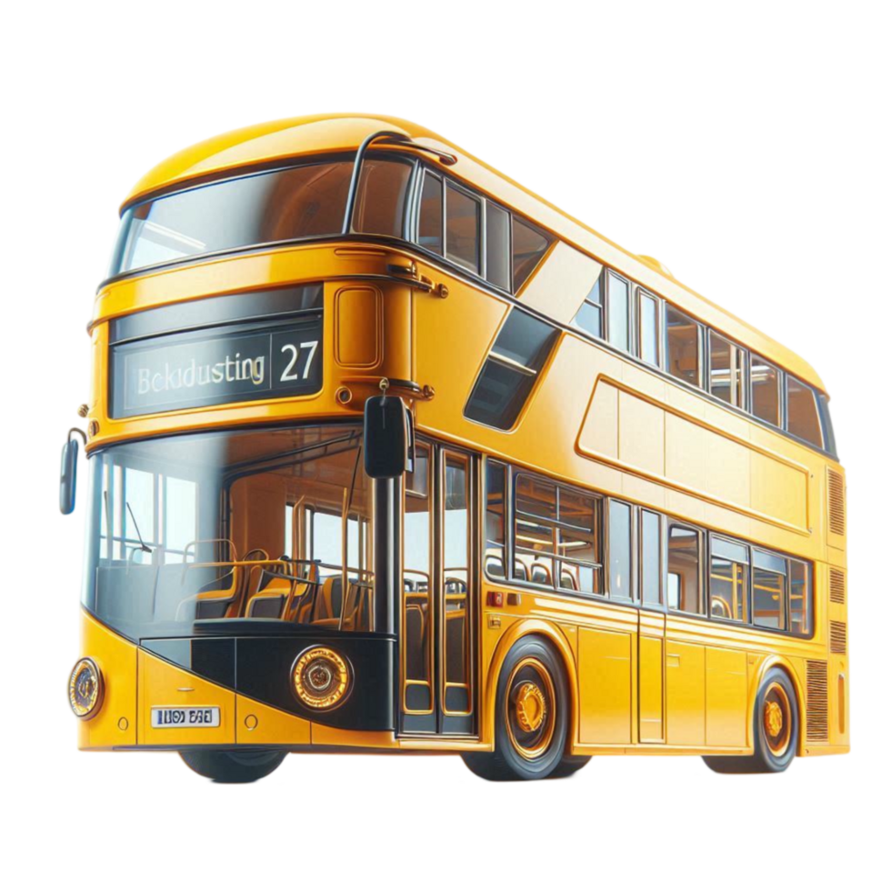 Yellow Double-Decker Bus in Retro Style png