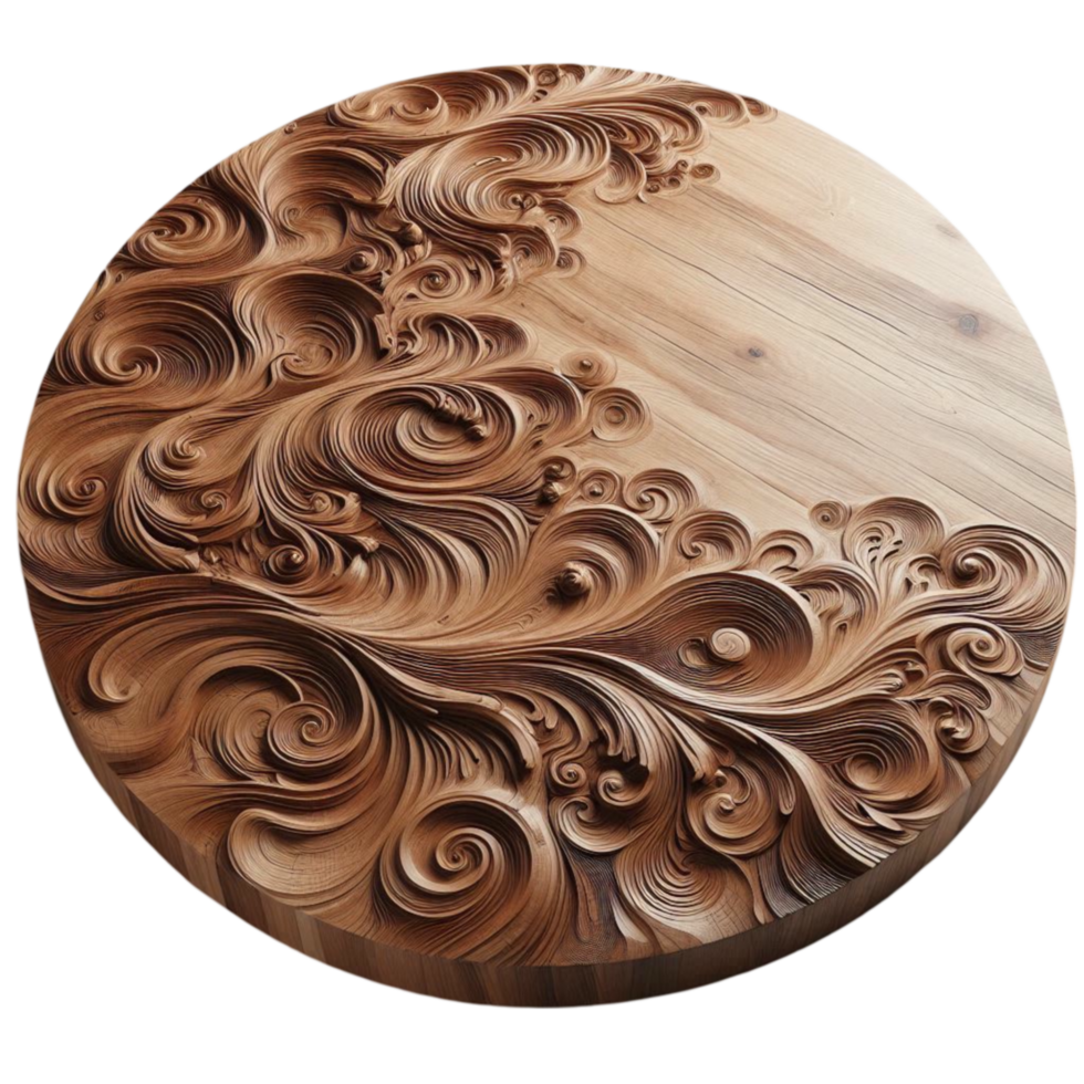 Elegant Wooden Carving in Circular Design png