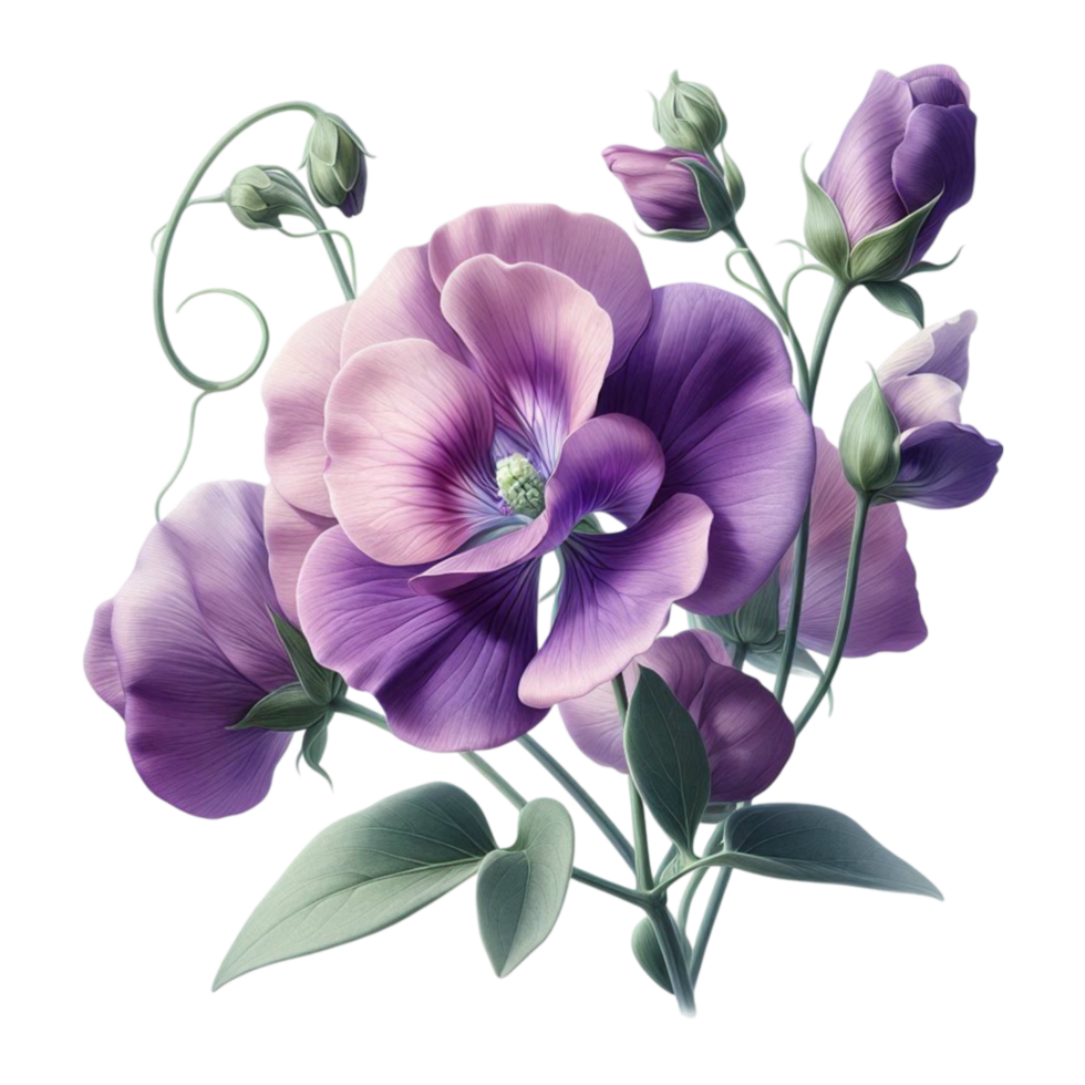 Delicate Purple Flower Illustration png