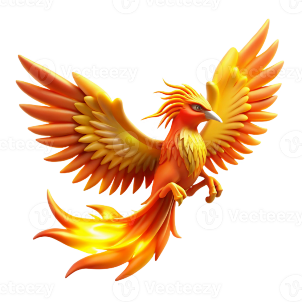 dramatic abstract Fiery Phoenix 3D Illustration high quality png