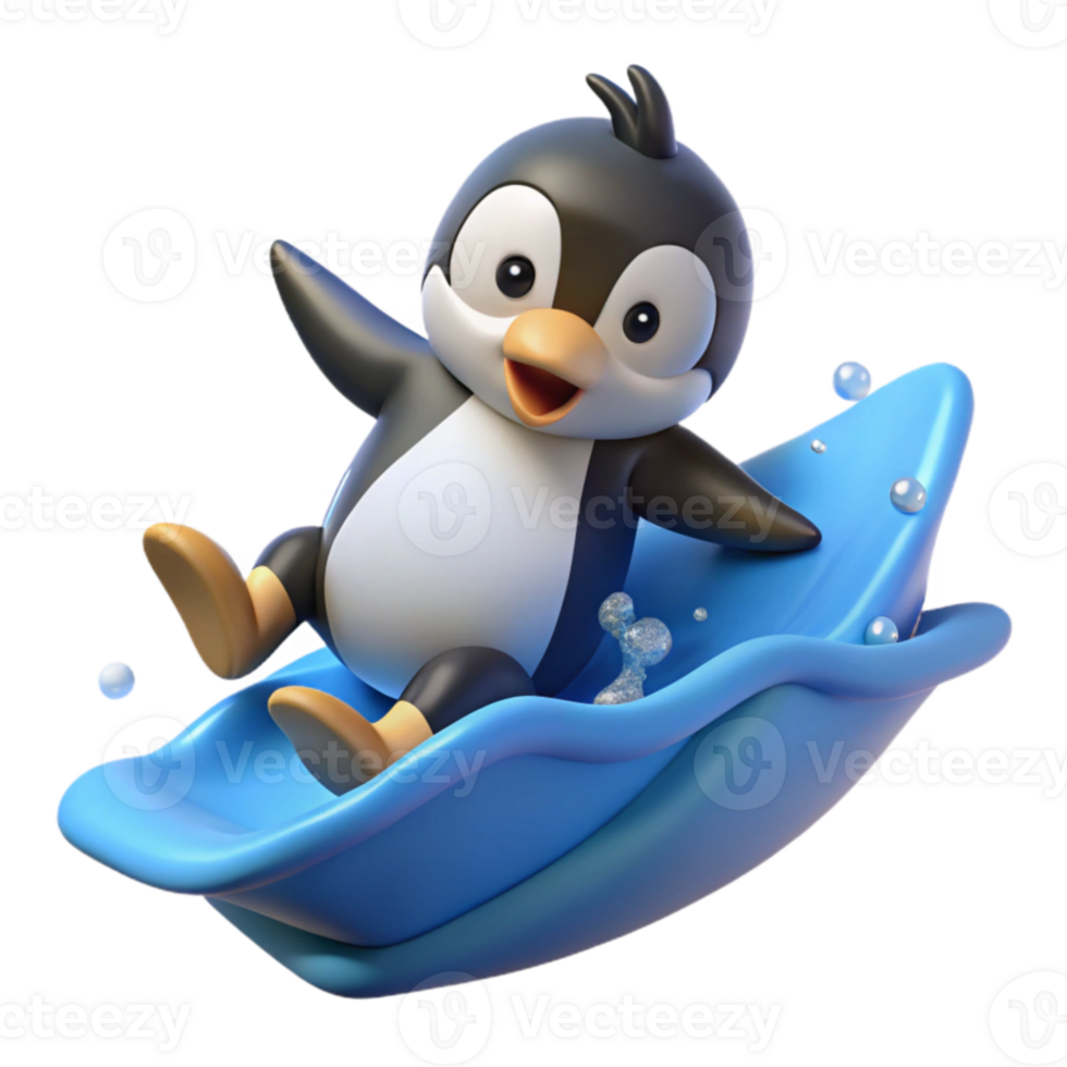 beautiful rustic Joyful Penguin 3D Render authentic png