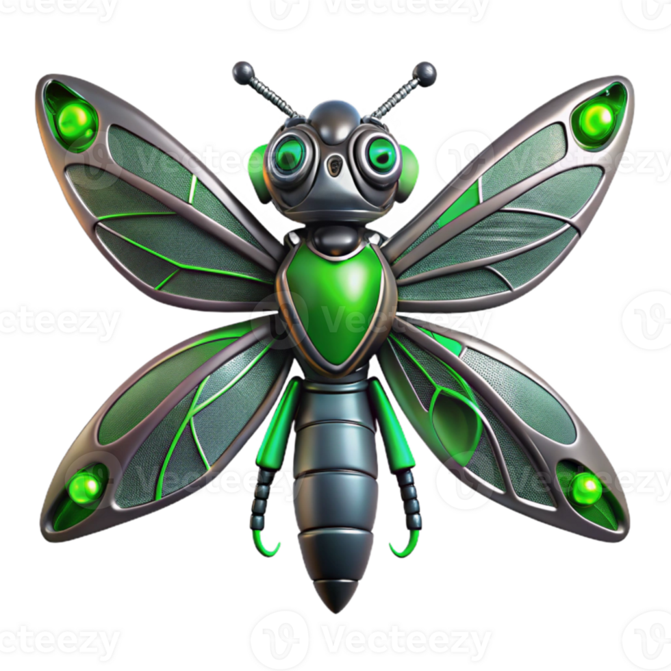 elegant traditional 3D Render Green Robot Insect high quality png