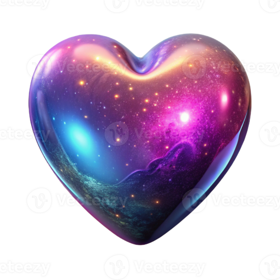 impressive abstract Cosmic Heart 3D Render high quality png