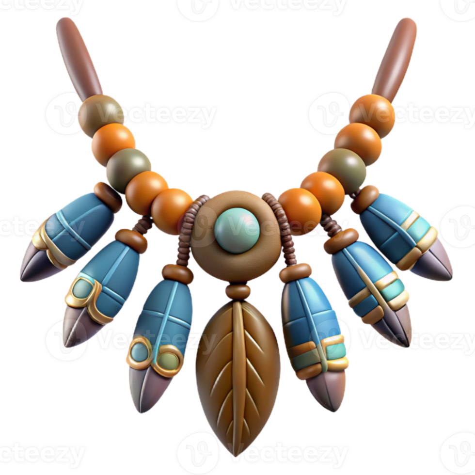 wonderful artistic 3D Render of Native American Style Necklace 4K png