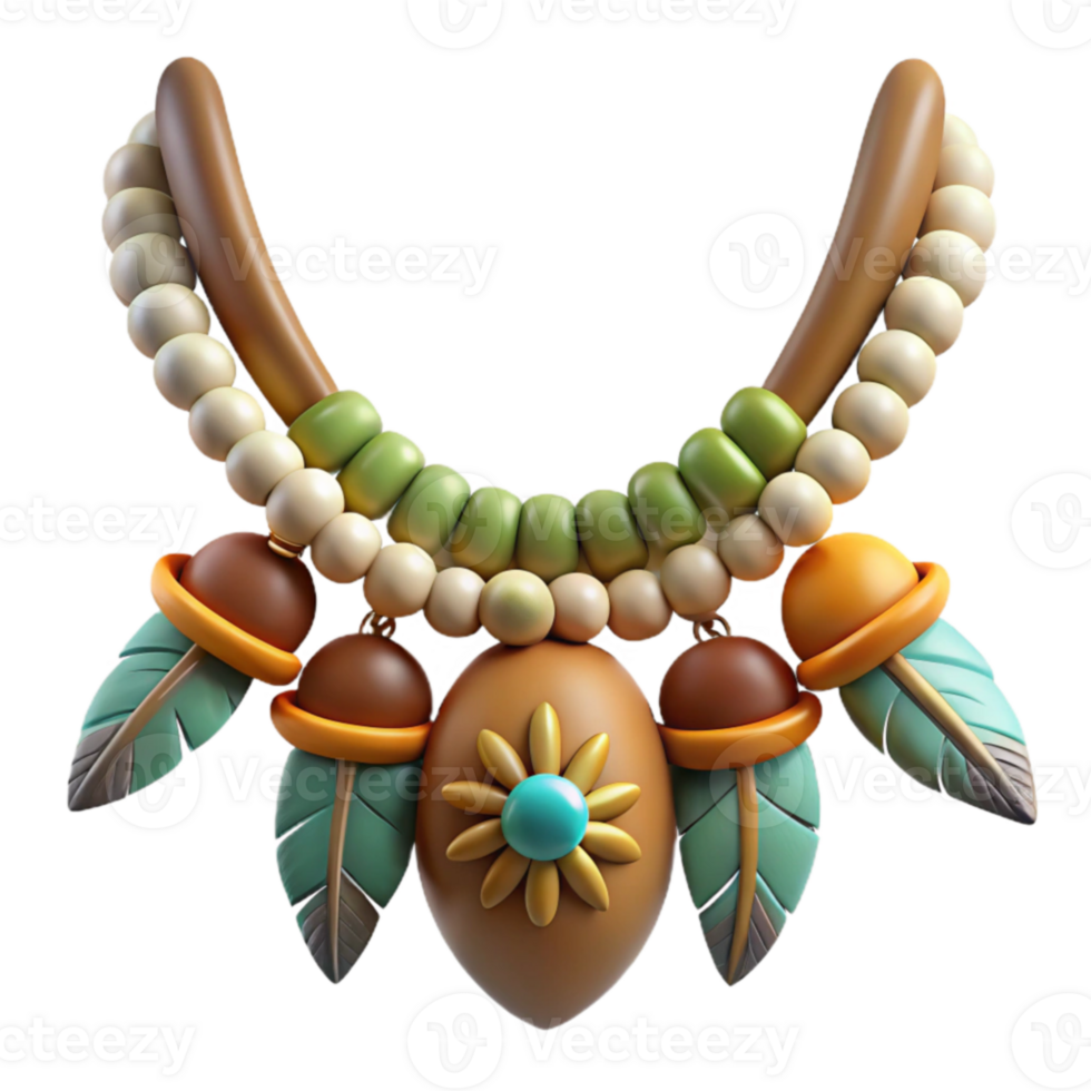 elegant contemporary 3D Render of a Colorful Beaded Necklace exclusive png