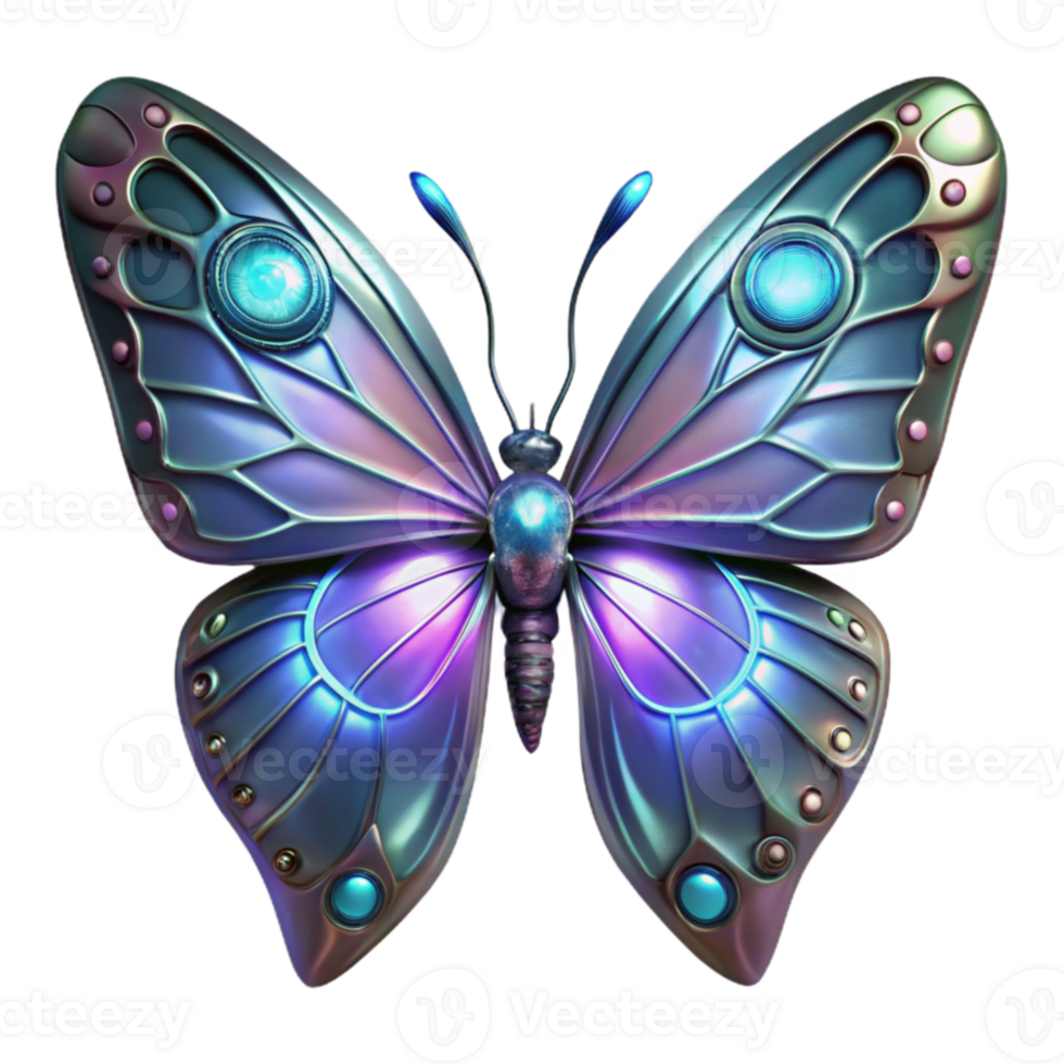 wonderful abstract Cybernetic Butterfly 3D Render authentic png