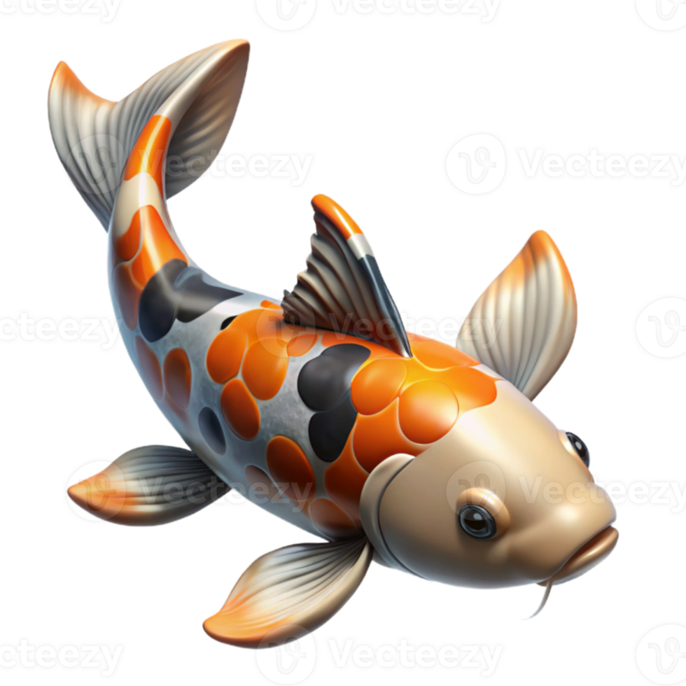 impressive minimalist Koi Fish 3D Render, Aquatic Life Illustration detailed png