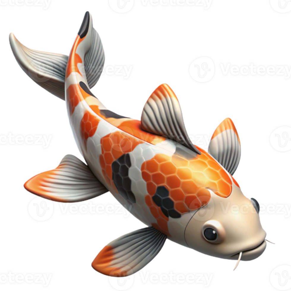 dramatic rustic Koi Fish 3D Illustration high resolution png