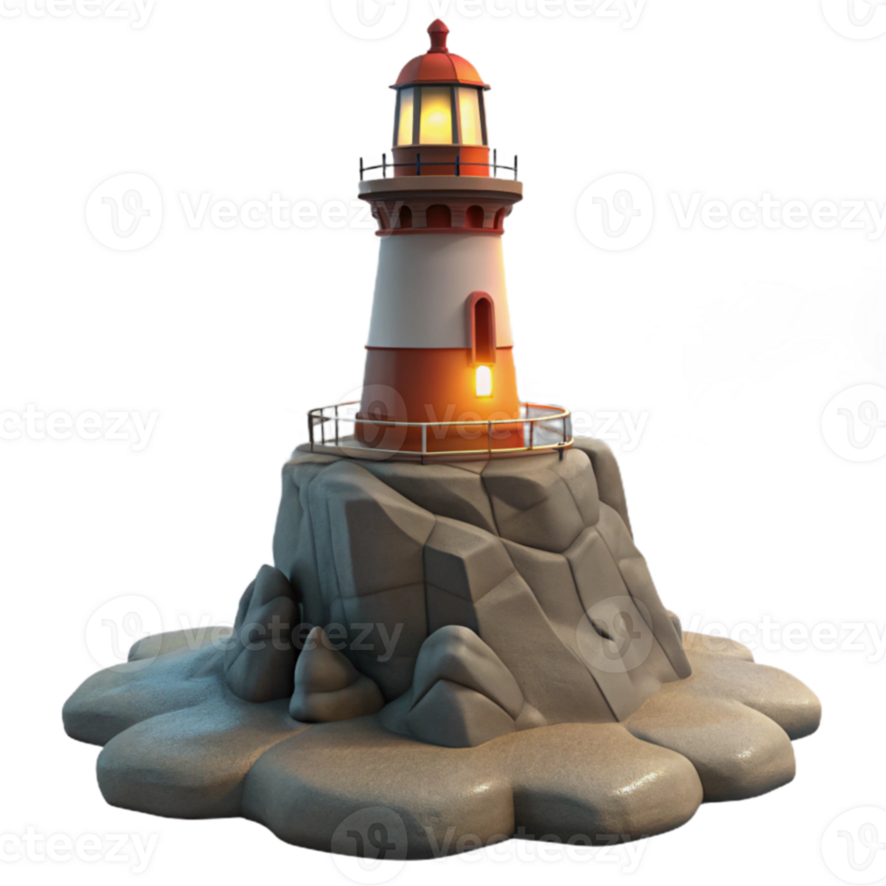 Lighthouse 3D Model Coastal Beacon Illustration png