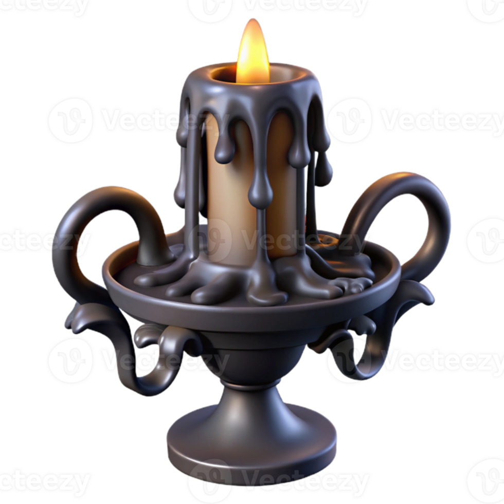 magnificent abstract Melted Wax Candle in Ornate Holder 3D Render premium png