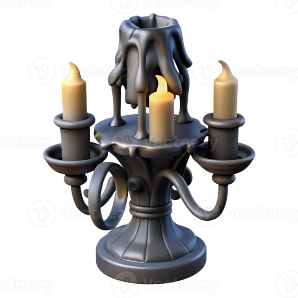 wonderful abstract Three-Candle Candelabra 3D Render genuine png