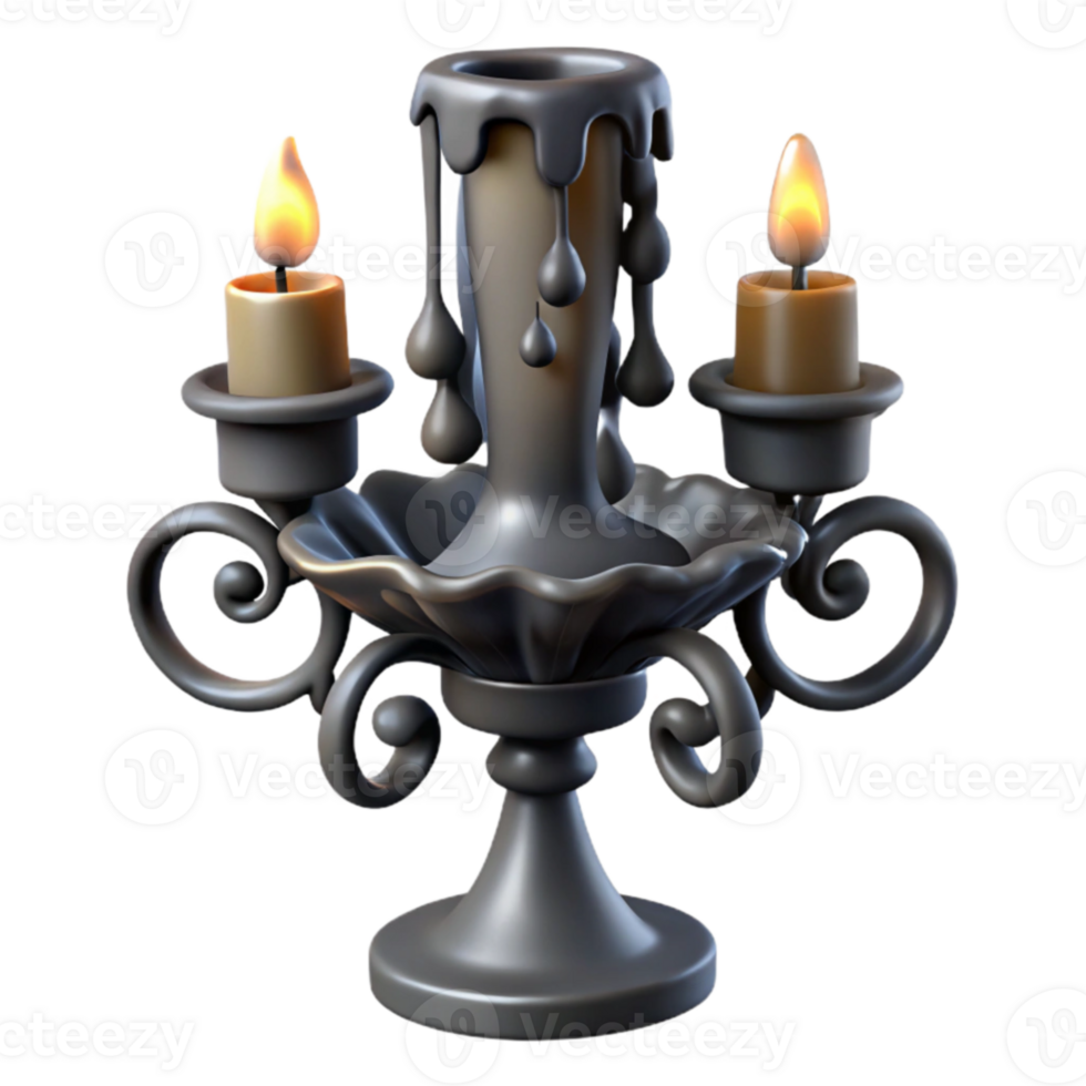 dramatic modern 3D Model Melted Candle Candelabra 4K png
