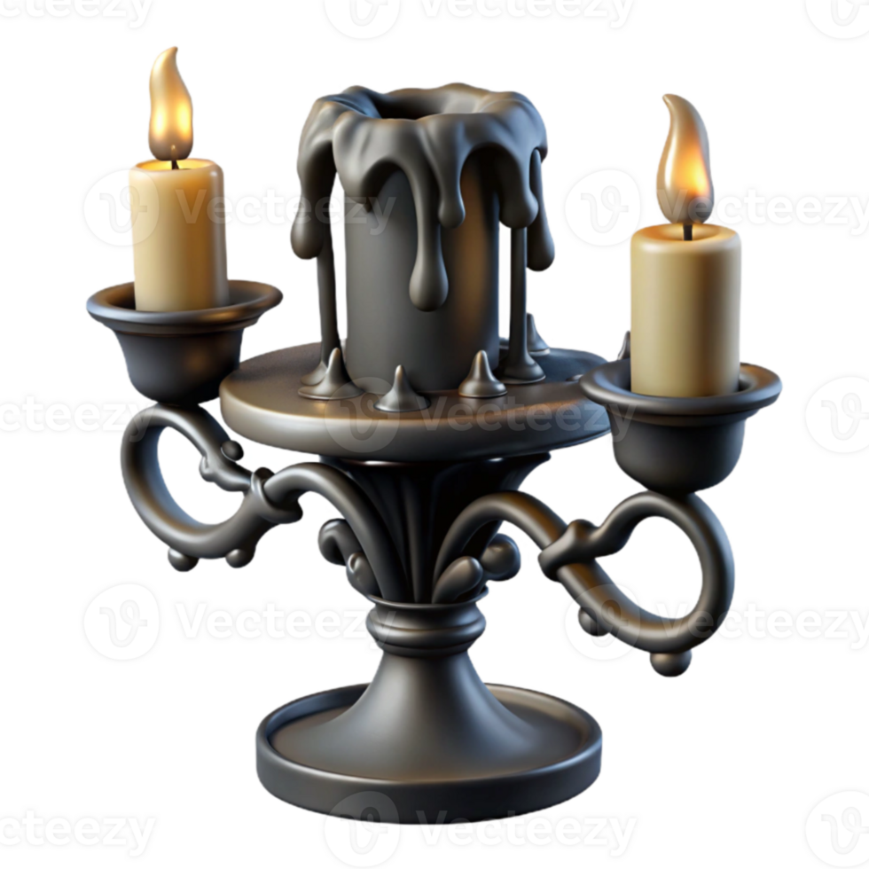 dramatic creative Gothic Candle Holder 3D Render authentic png