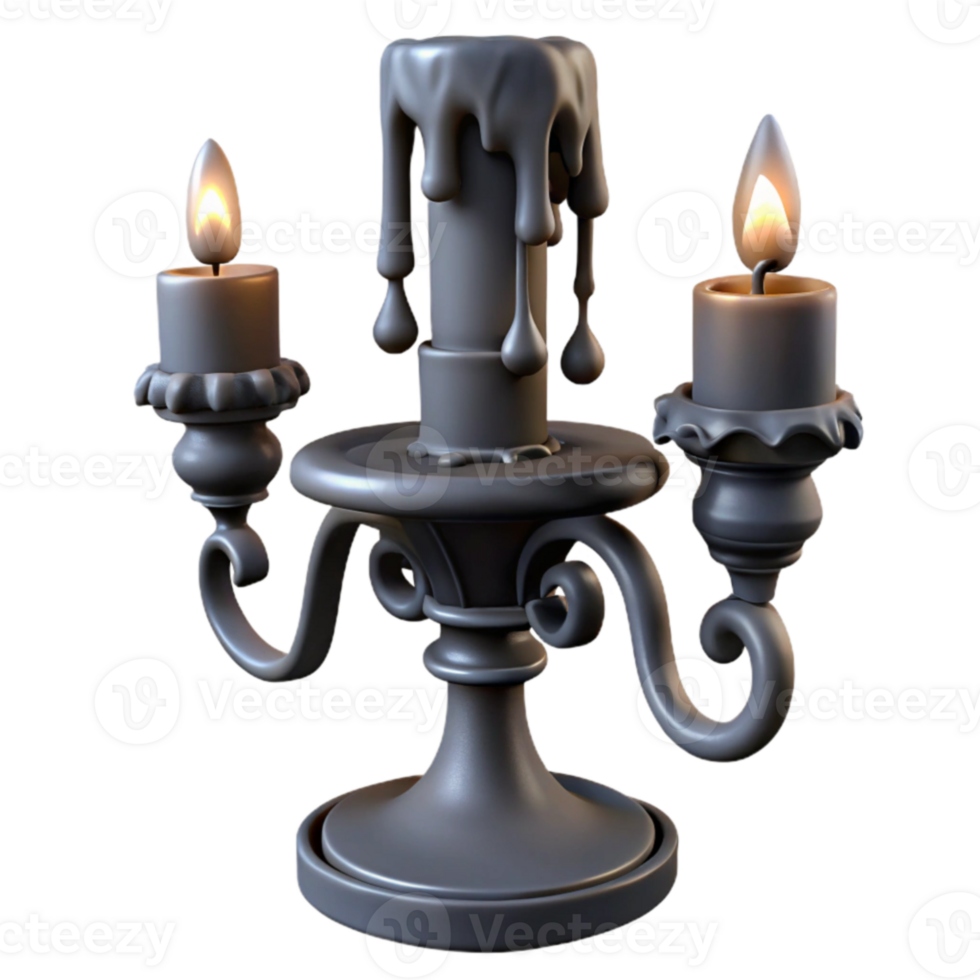 vibrant traditional 3D Model of a Melted Candle Candelabra high quality png