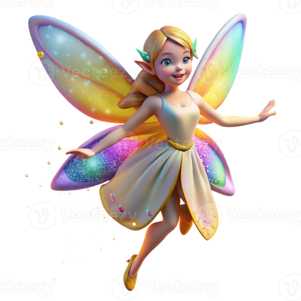 beautiful minimalist Rainbow Fairy 3D Illustration genuine png