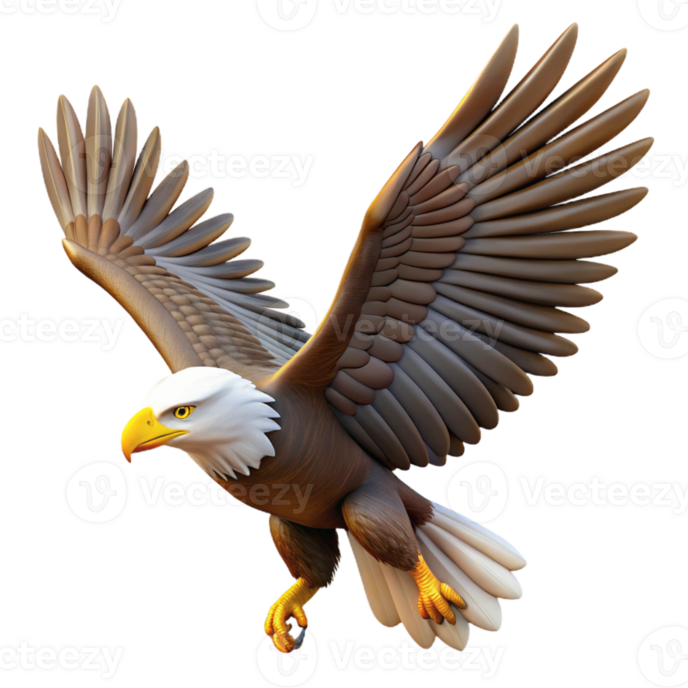 wonderful vintage Majestic Bald Eagle 3D Render high quality png