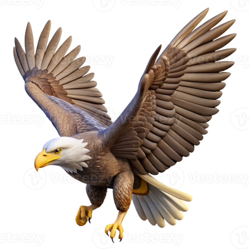 extraordinary modern Majestic Bald Eagle 3D Render exclusive png