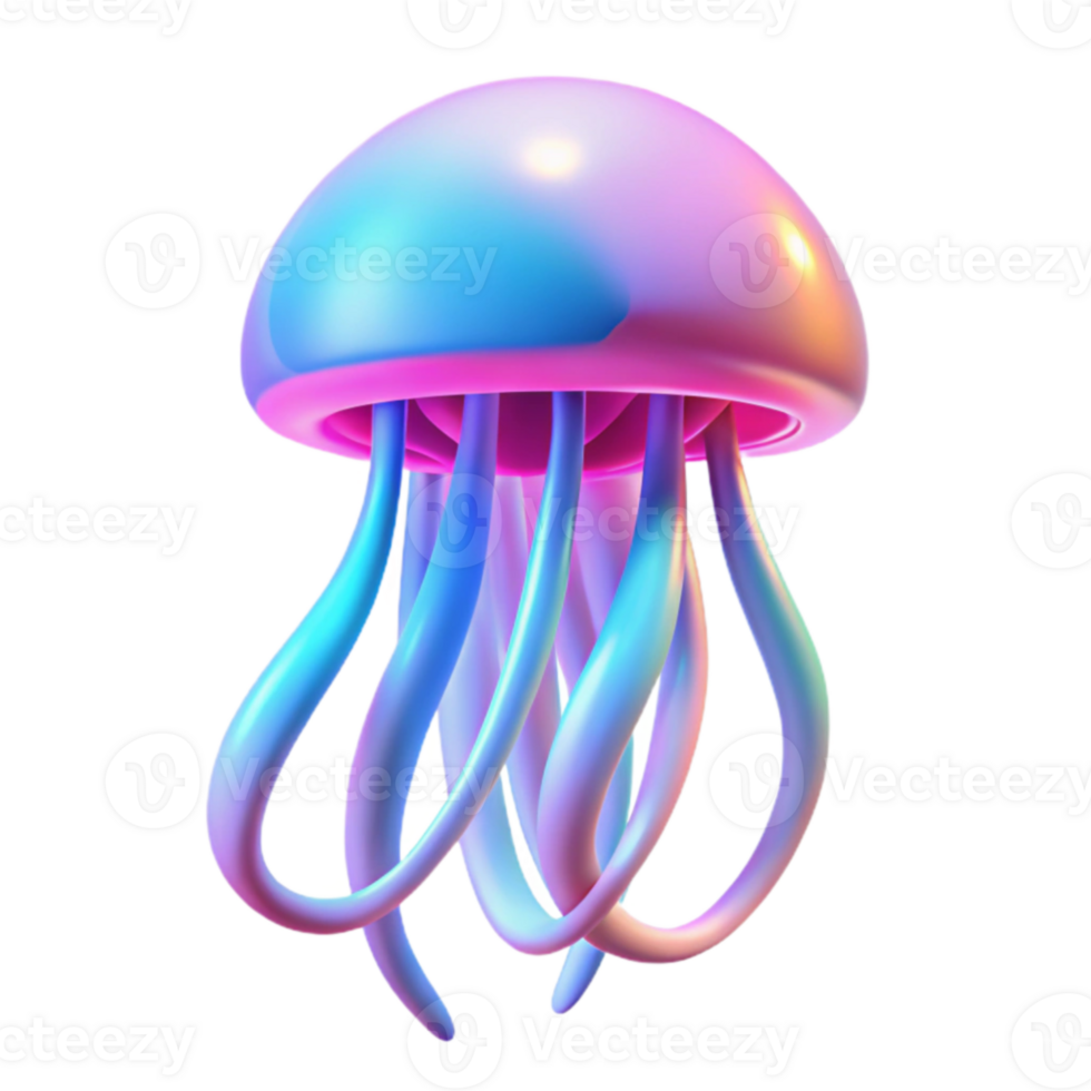 serene rustic Neon Jellyfish 3D Render genuine png